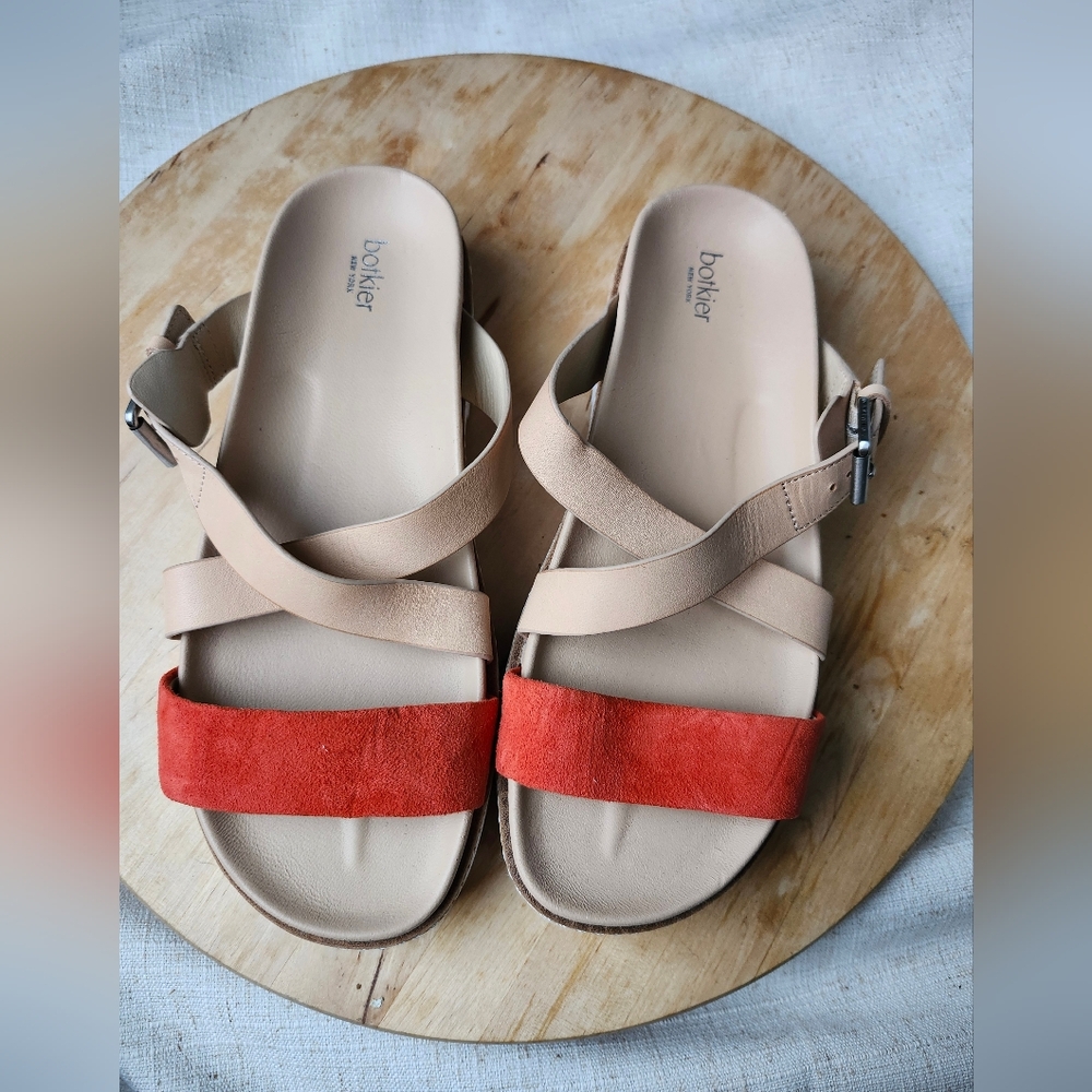 Botkier Tan and Red Sandals Modern Minimalist Design